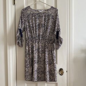 Charming Charlie Navy and Cream Leopard Print Dress